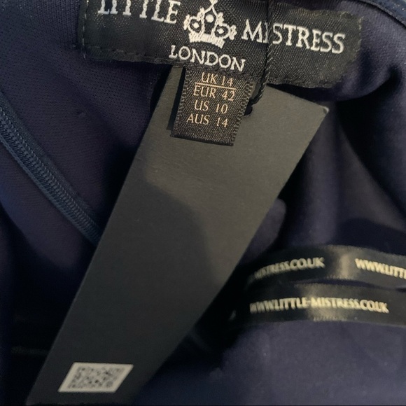 NWT,Little Mistress-Lond,Navy/Cream,
Asymmetrical Hem,Old Hollywood WOW,Size 10 - Picture 6 of 9